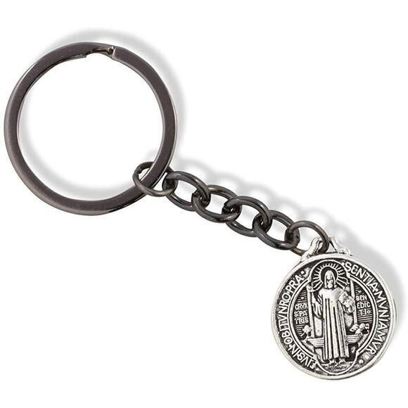 St Benedict Keychain - Medal San Benito Religious Keychain - Picture 1 of 3